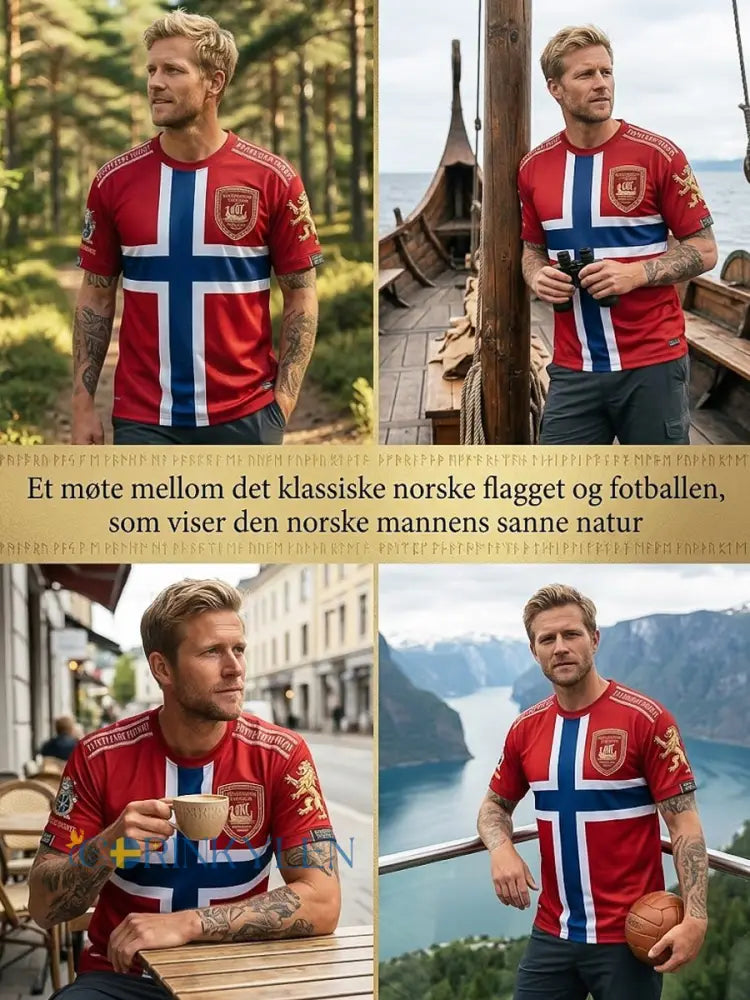 Retro norska fotbollsfläckande T-shirt