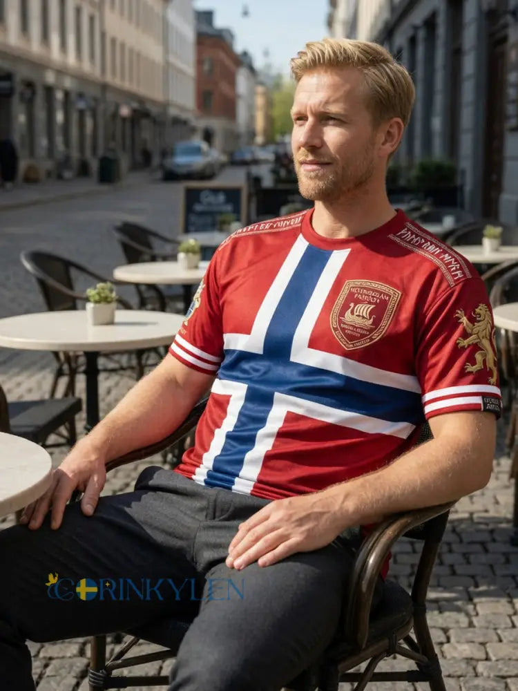 Retro norska fotbollsfläckande T-shirt