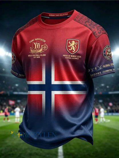 Retro norska fotbollsfläckande T-shirt - som bild / S