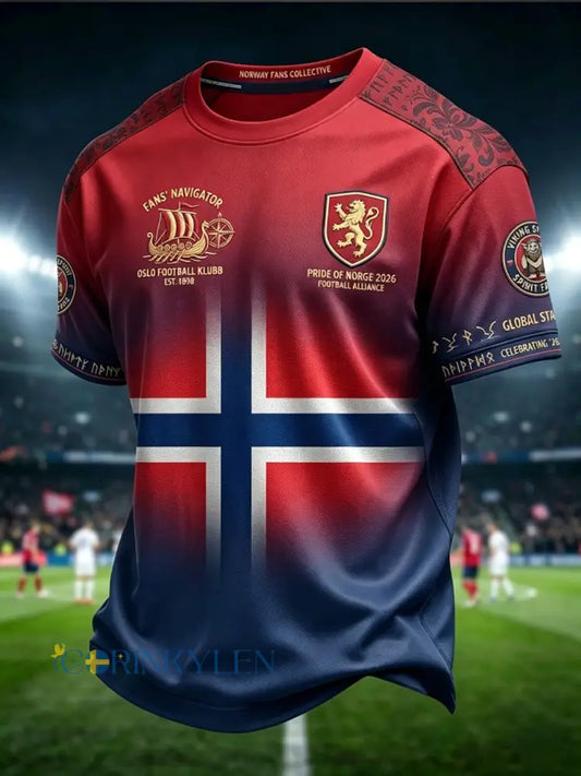 Retro norska fotbollsfläckande T-shirt - som bild / S