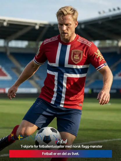 Retro norska fotbollsfläckande T-shirt - som bild / S