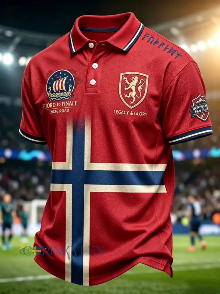 Retro norska fotbollsfläkt Casual Polo tröj - som bild / S