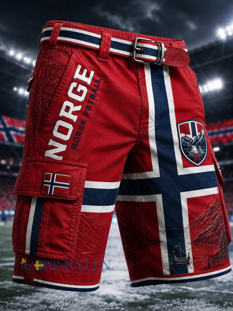 Retro norska fotbollsfläkt konst Print Casual Shorts - A / M