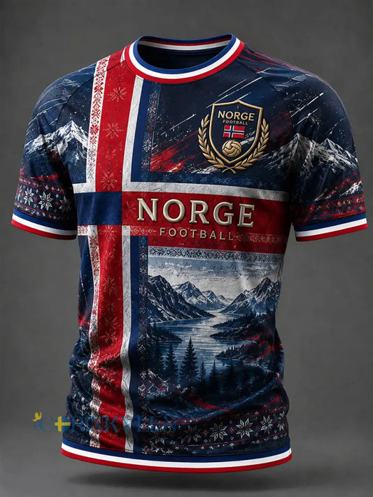 Retro norska fotbollsfläkt konst Print Casual T-shirt - A / S