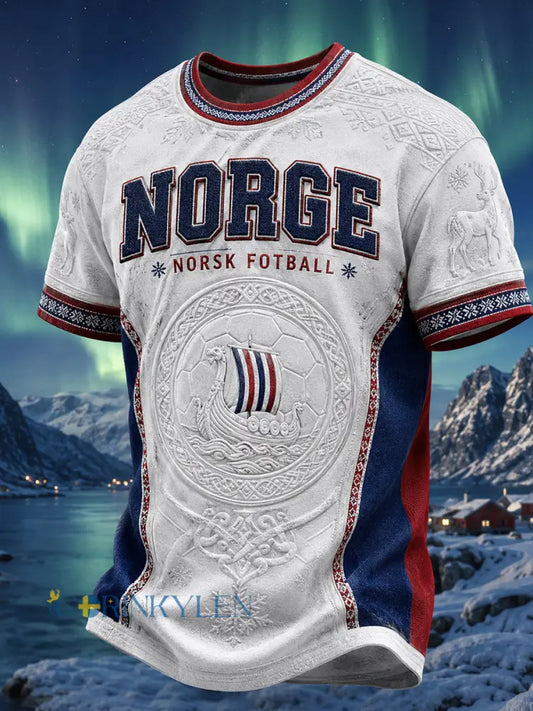 Retro norska fotbollsfläkt konst Print Casual T-shirt - A / S