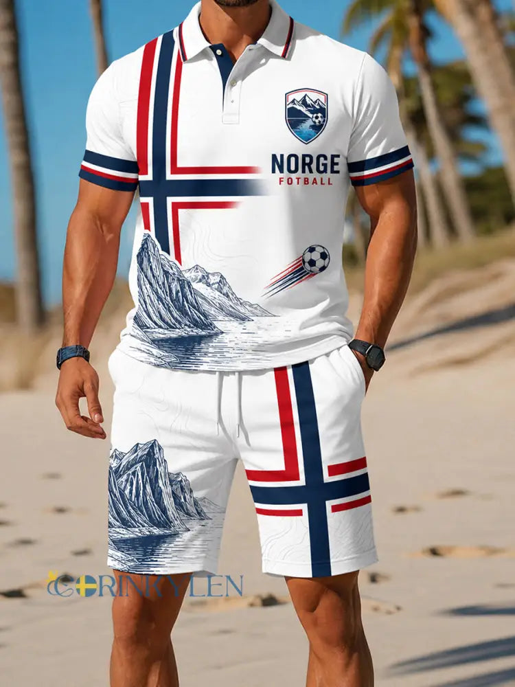 Retro norska fotbollsfläkt konst Skriv ut Casual Polo skjorta Set