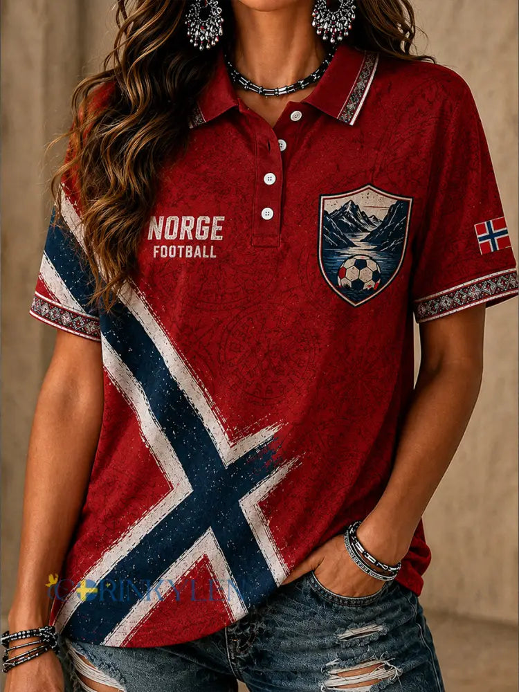 Retro norska fotbollsfläkt konst Skriv ut Casual Polo tröja - A / S