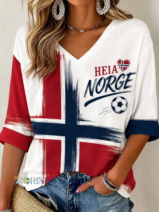 Retro norska fotbollsfläkt konst Skriv ut Casual Topp - A / S