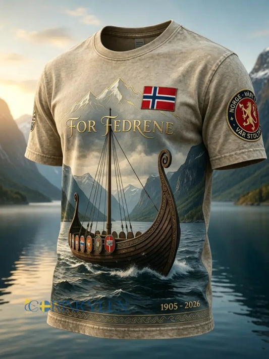 Retro norska ”framåt” Konstnärliga Totem Casual T-shirt - som bild / S