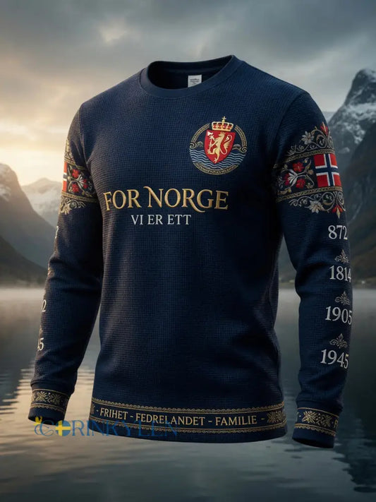 Retro Norska Patriot Totem Casual Våffle T-shirt - som bild / S