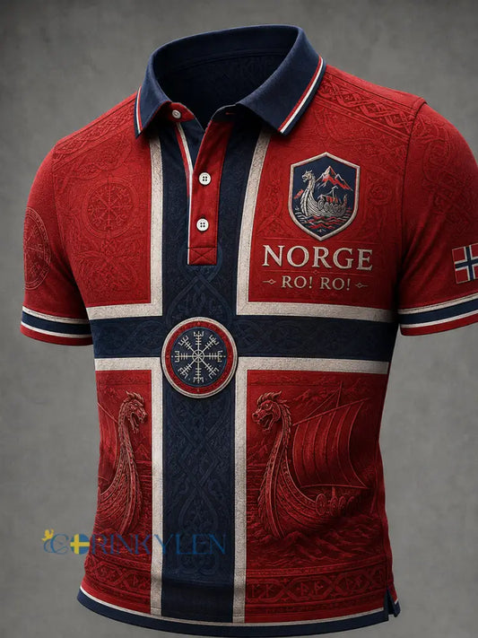 Retro norskt RO! RO! Lökarbetad avslappnad polotröja - som bild / S