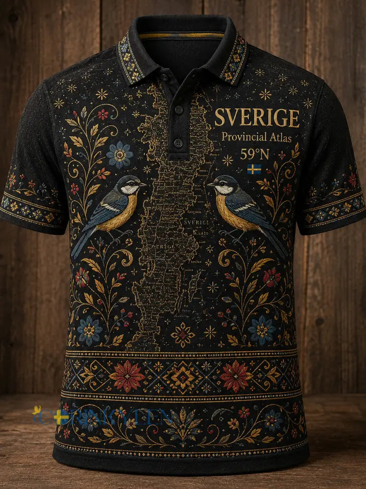 Retro svensk djurprint avslappnad pikétröja - A / S