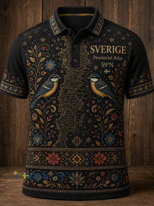 Retro svensk djurprint avslappnad pikétröja - A / S