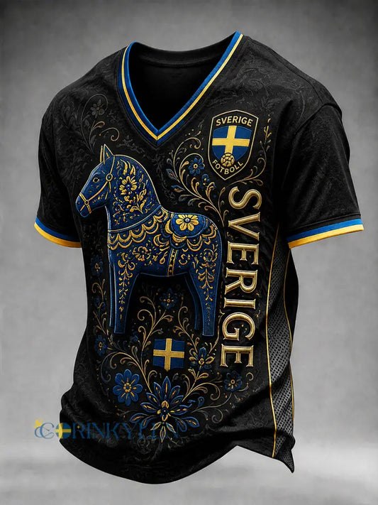 Retro Svensk fotbollsfan Art Print Casual Jersey. - A / S