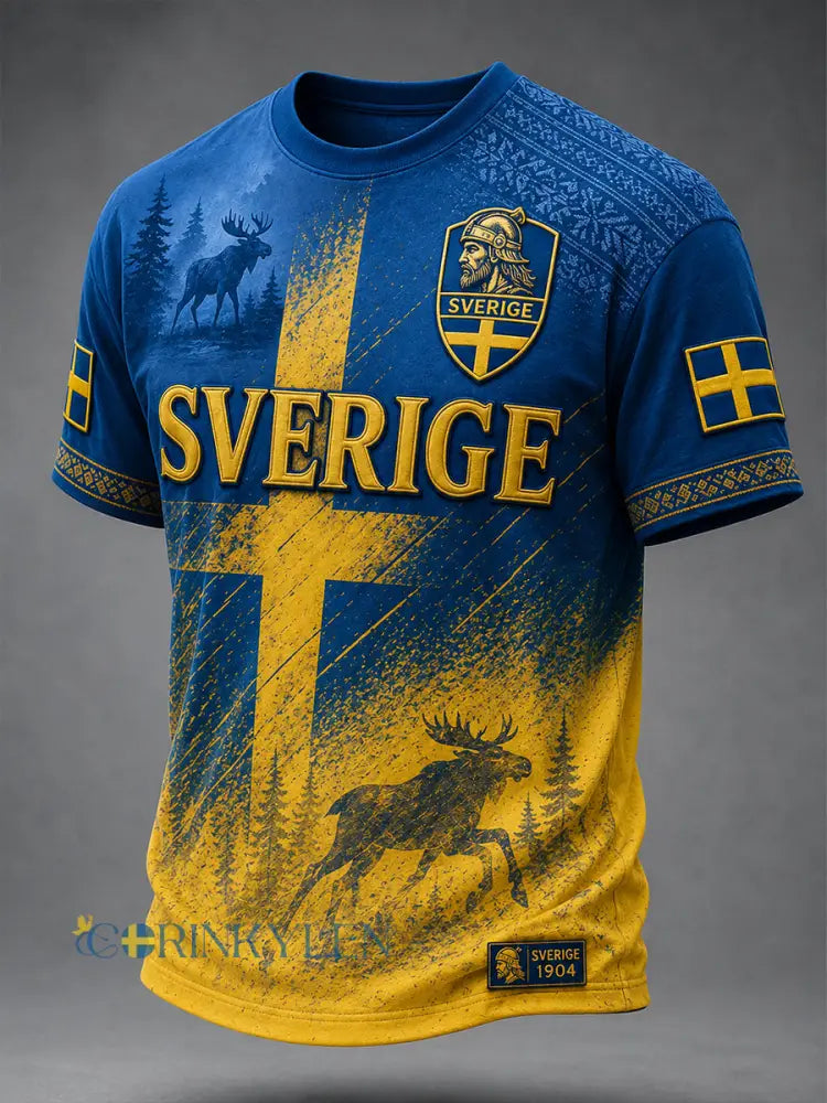 Retro svensk fotbollsfan-konsttryck avslappnad t-shirt - A / S