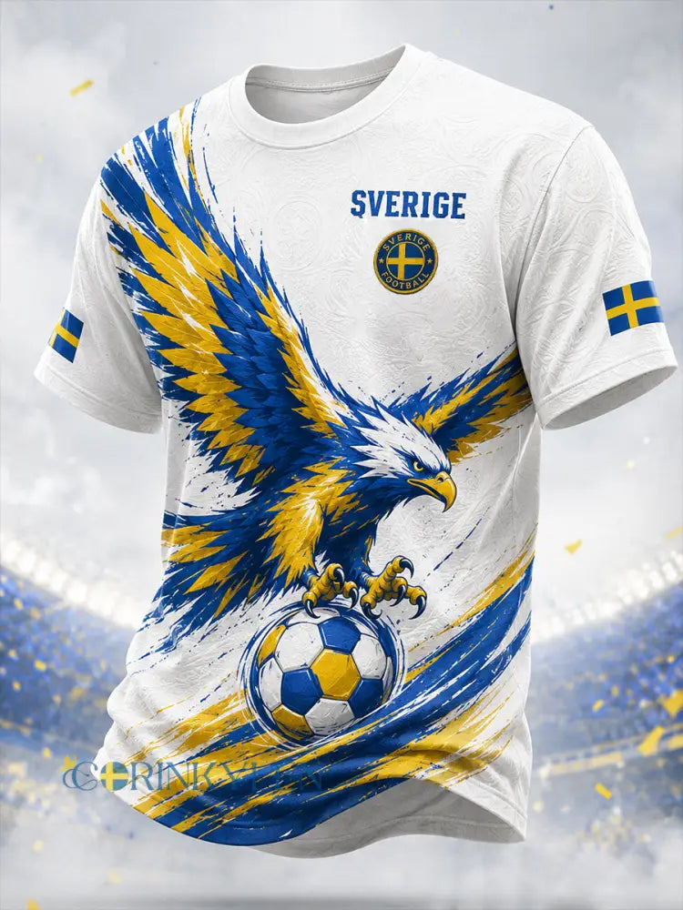Retro svensk fotbollsfan-konsttryck avslappnad t-shirt - A / S
