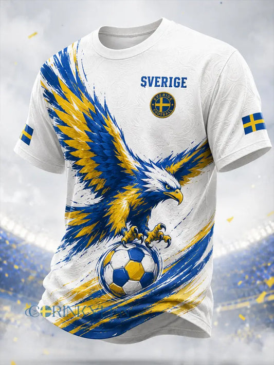 Retro svensk fotbollsfan-konsttryck avslappnad t-shirt - A / S