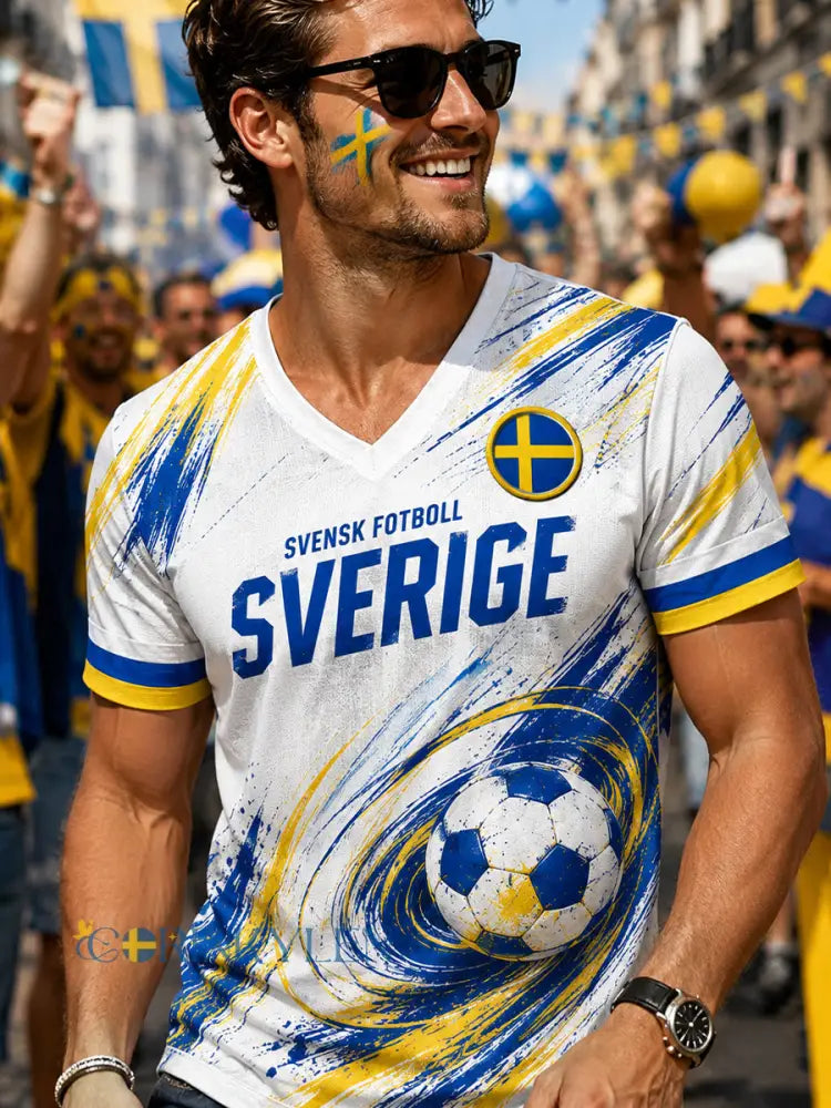 Retro svensk fotbollsfan konsttryck avslappnad t-shirt - A / S