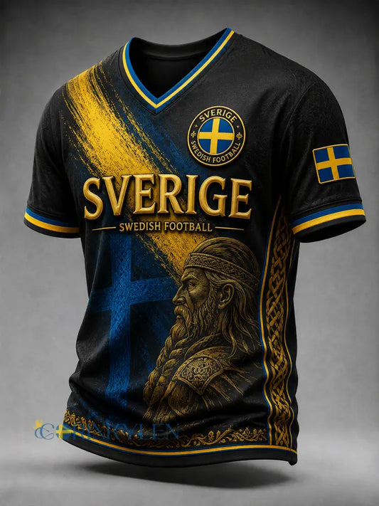 Retro svensk fotbollsfan-konsttryck avslappnad t-shirt - A / S