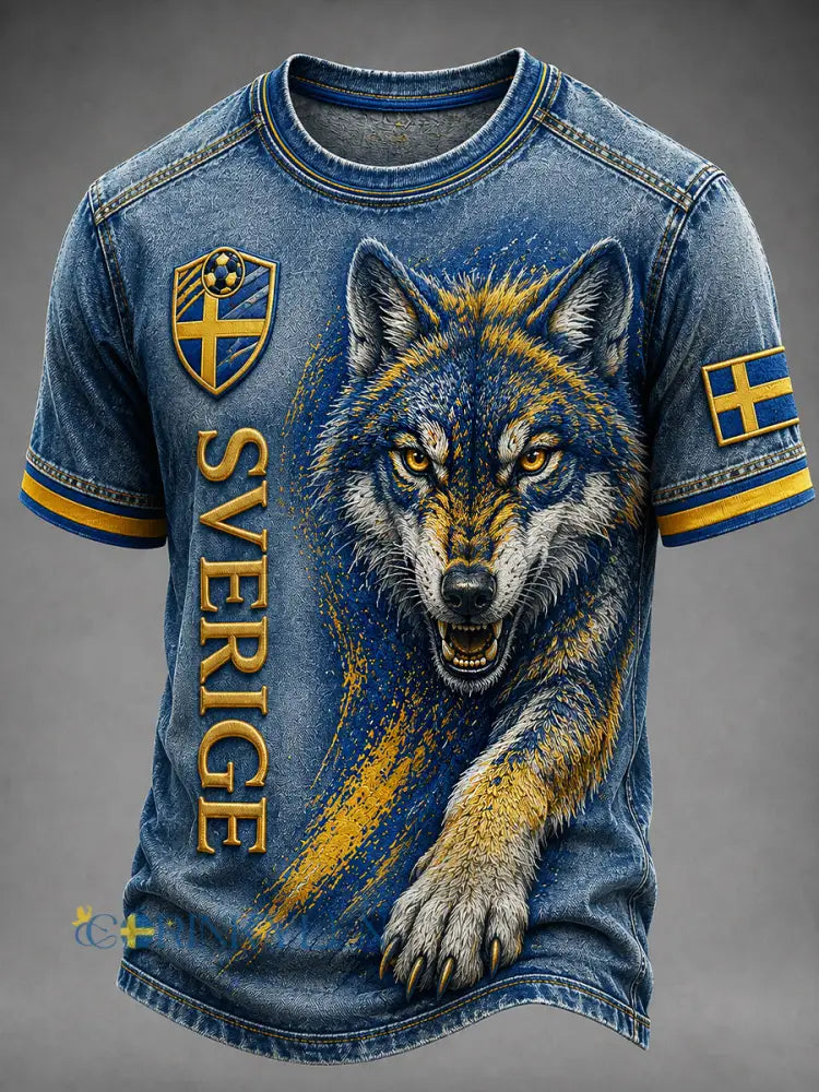Retro svensk fotbollsfan-konsttryck avslappnad t-shirt - A / S