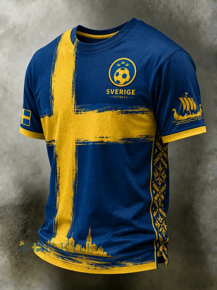 Retro svensk fotbollsfan konsttryck avslappnad t-shirt - A / S