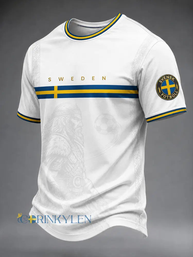 Retro svensk fotbollsfan-konsttryck avslappnad t-shirt - A / S