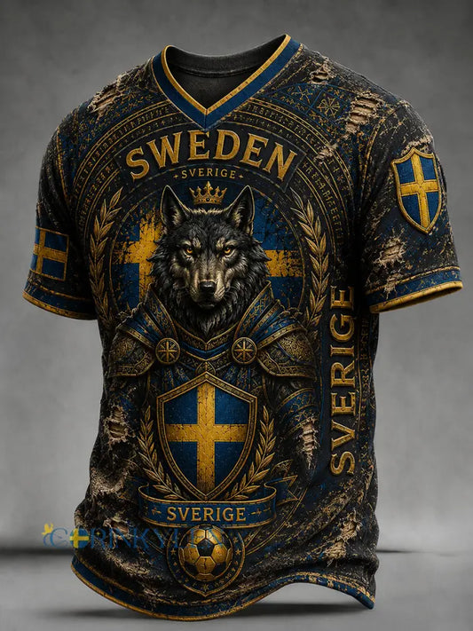 Retro svensk fotbollsfan-konsttryck avslappnad t-shirt - A / S