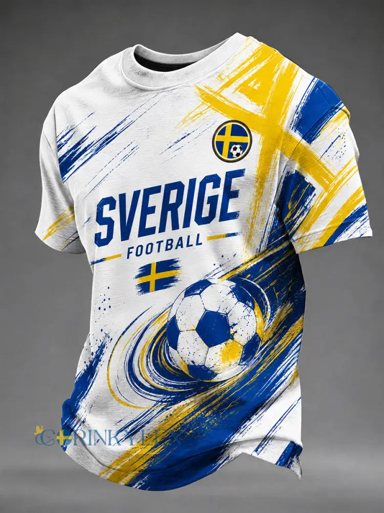 Retro svensk fotbollsfan-konsttryck avslappnad t-shirt - A / S