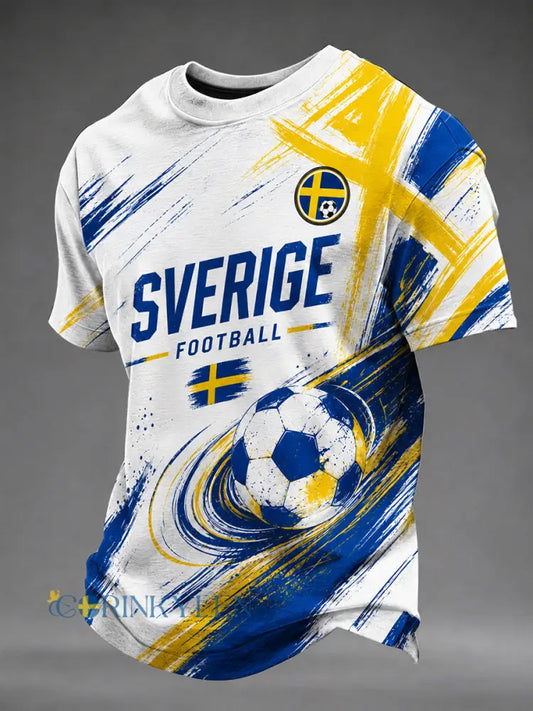 Retro svensk fotbollsfan-konsttryck avslappnad t-shirt - A / S