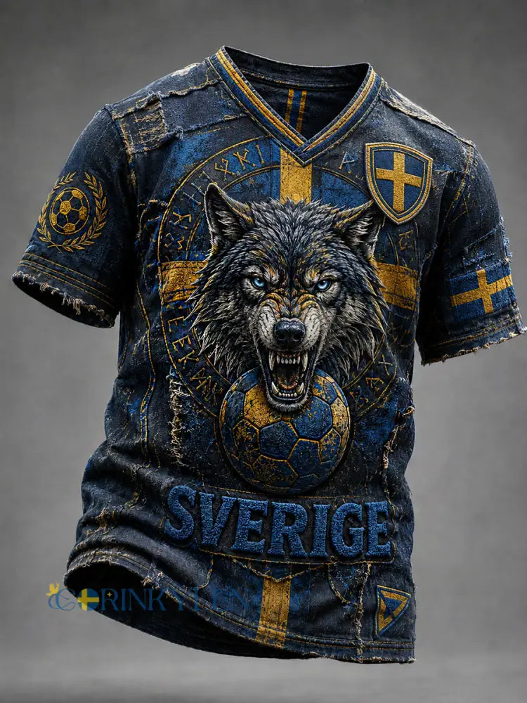 Retro svensk fotbollsfan-konsttryck avslappnad t-shirt - A / S