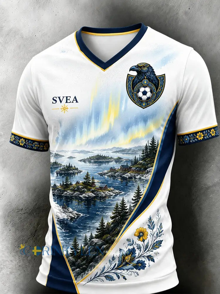Retro svensk fotbollsfan-konsttryck avslappnad t-shirt - A / S