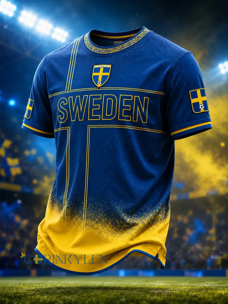Retro svensk fotbollsfan-konsttryck avslappnad t-shirt - A / S