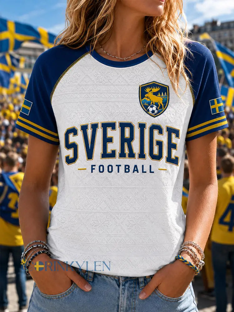 Retro svensk fotbollsfan-konsttryck avslappnad t-shirt - A / S