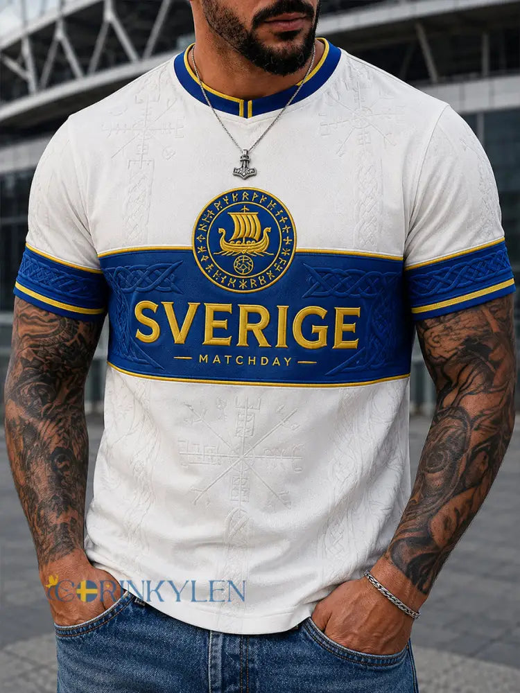 Retro svensk fotbollsfan-konsttryck avslappnad t-shirt - A / S