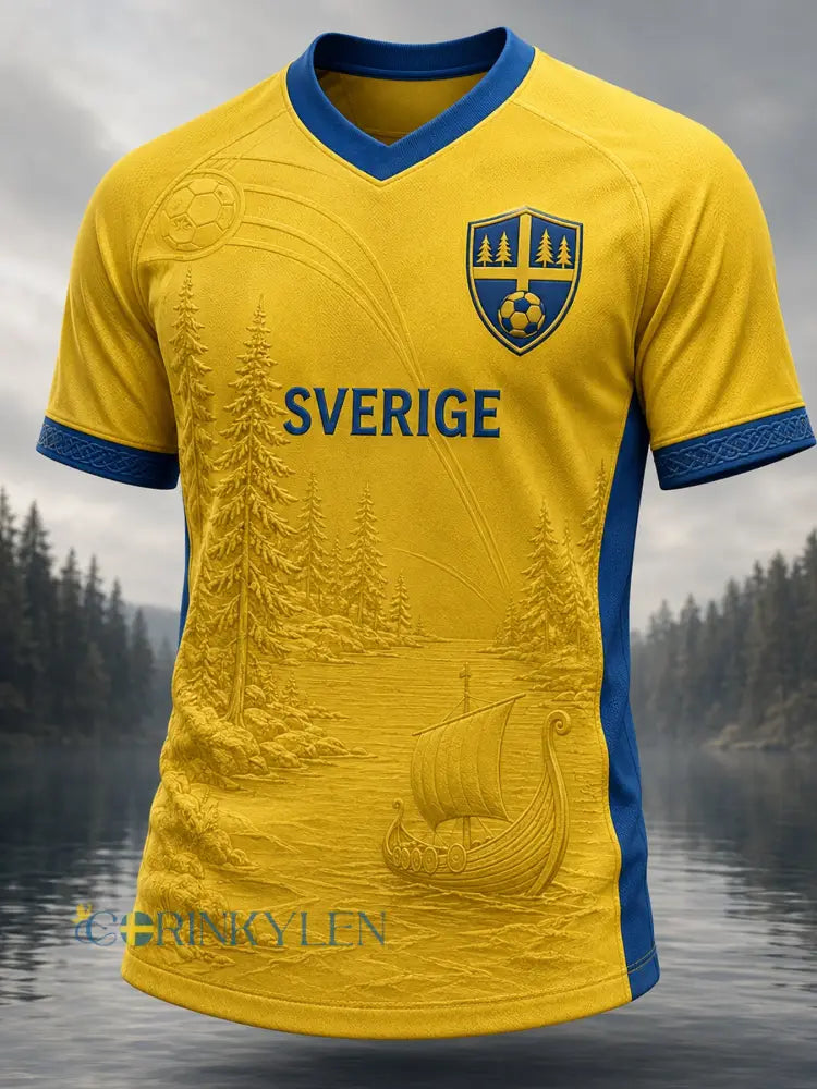 Retro svensk fotbollsfan-konsttryck avslappnad t-shirt - A / S