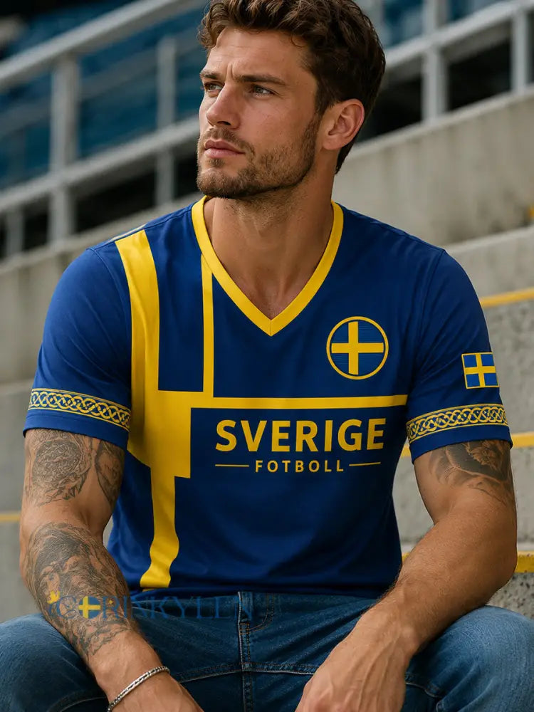 Retro svensk fotbollsfan konsttryck avslappnad t-shirt - A / S