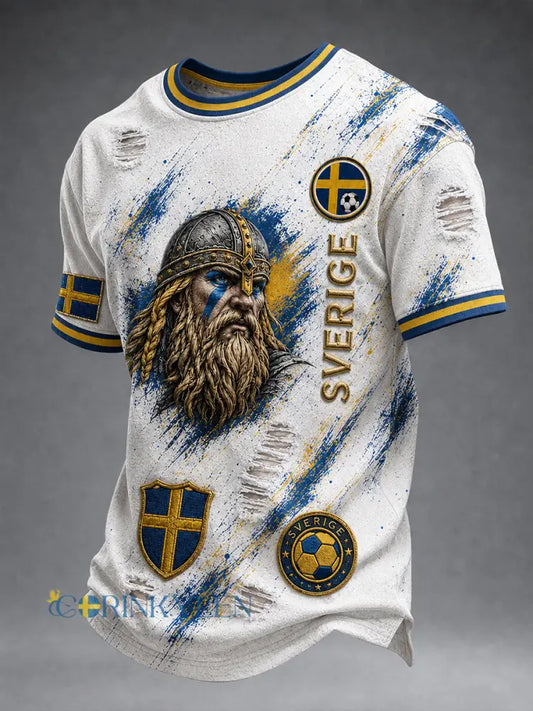 Retro svensk fotbollsfan-konsttryck avslappnad t-shirt - A / S