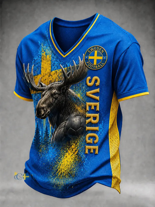 Retro svensk fotbollsfan-konsttryck avslappnad t-shirt - A / S