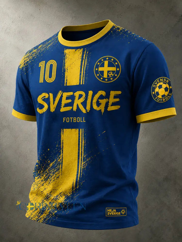 Retro svensk fotbollsfan konsttryck avslappnad t-shirt - A / S