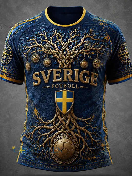 Retro svensk fotbollsfan-konsttryck avslappnad t-shirt - A / S
