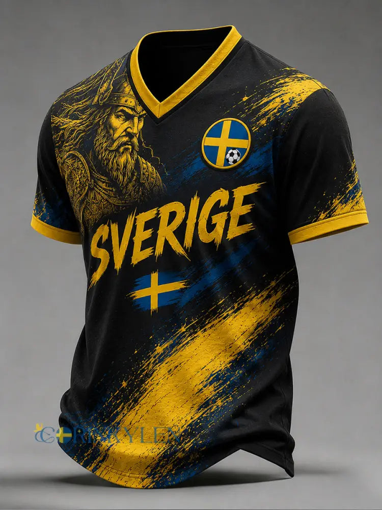 Retro svensk fotbollsfan-konsttryck avslappnad t-shirt - A / S