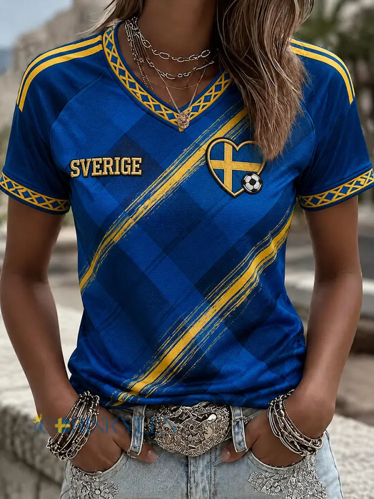 Retro svensk fotbollsfan-konsttryck avslappnad t-shirt - A / S
