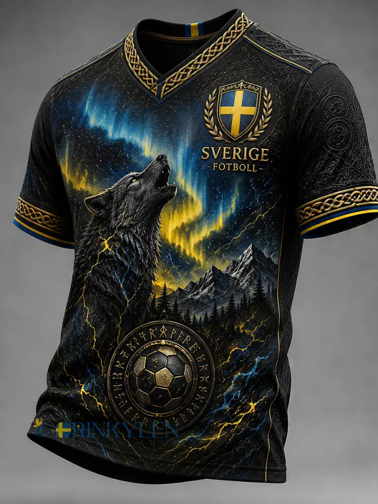 Retro svensk fotbollsfan-konsttryck avslappnad t-shirt - A / S