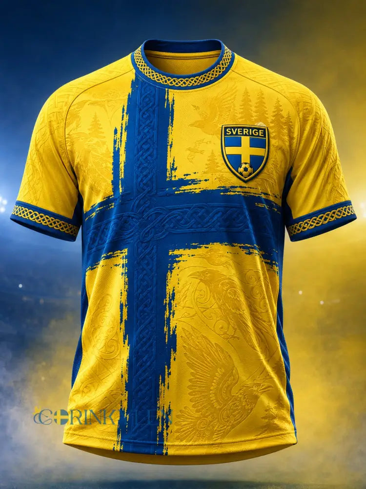 Retro svensk fotbollsfan-konsttryck avslappnad t-shirt - A / S