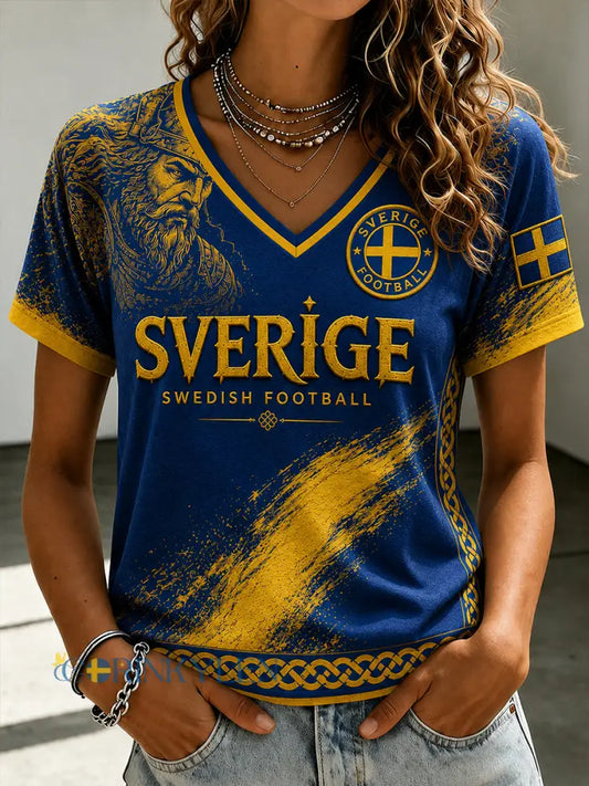 Retro svensk fotbollsfan-konsttryck avslappnad t-shirt - A / S
