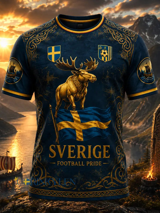 Retro svensk fotbollsfan-konsttryck avslappnad t-shirt - A / S