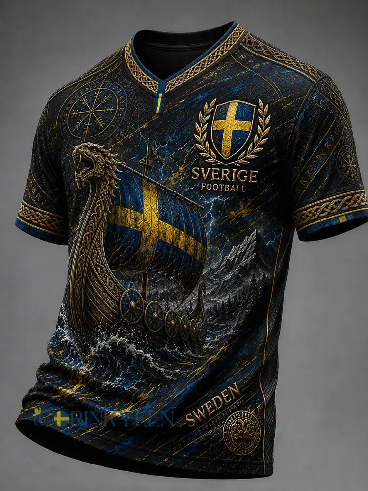 Retro svensk fotbollsfan-konsttryck avslappnad t-shirt - A / S