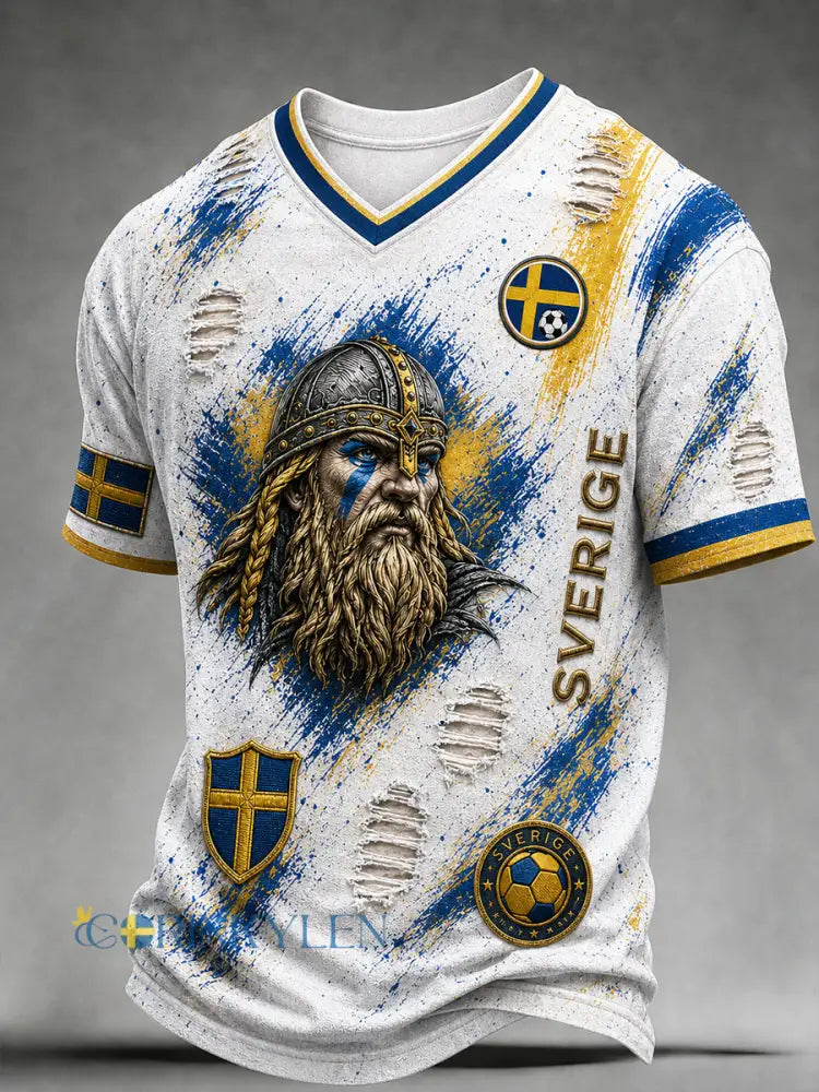 Retro svensk fotbollsfan-konsttryck avslappnad t-shirt - A / S