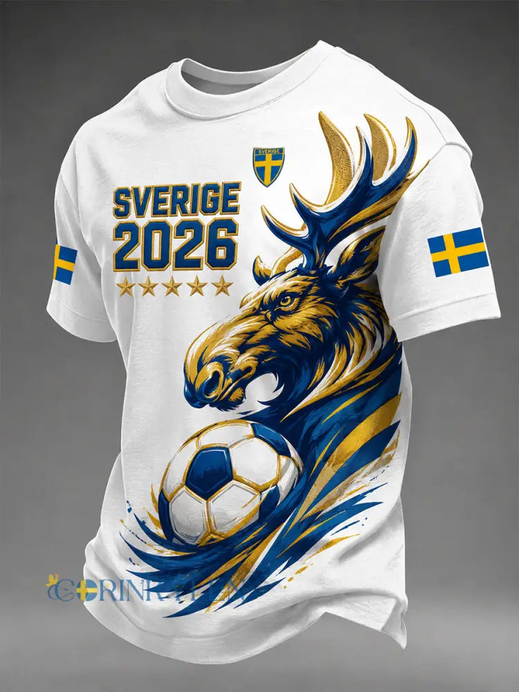 Retro svensk fotbollsfan-konsttryck avslappnad t-shirt - A / S