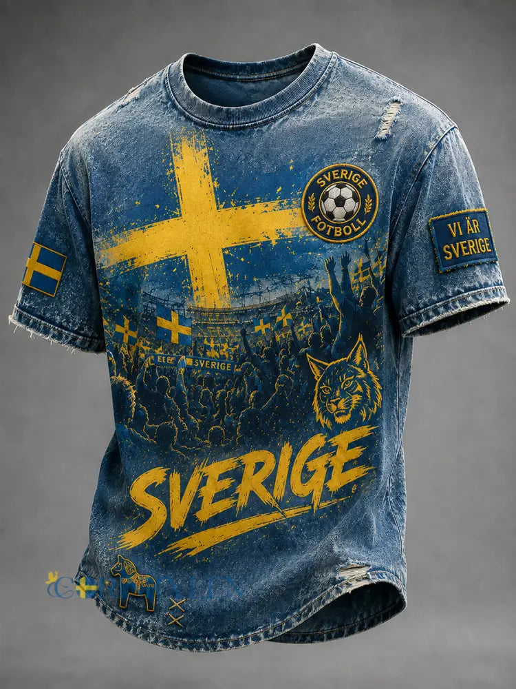 Retro svensk fotbollsfan-konsttryck avslappnad t-shirt - A / S